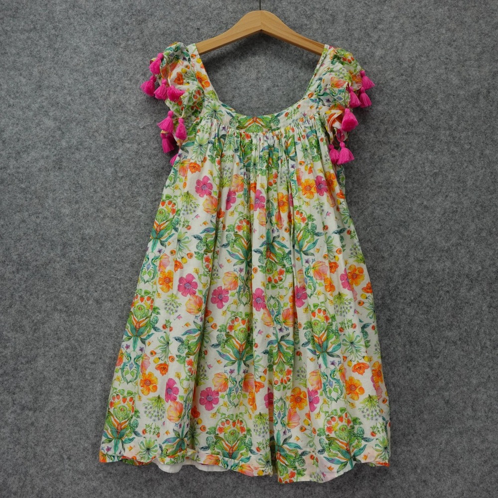 Girls Floral Dress 8 Pink Tassel Ruffled Cottagecore Garden Party Nellystella